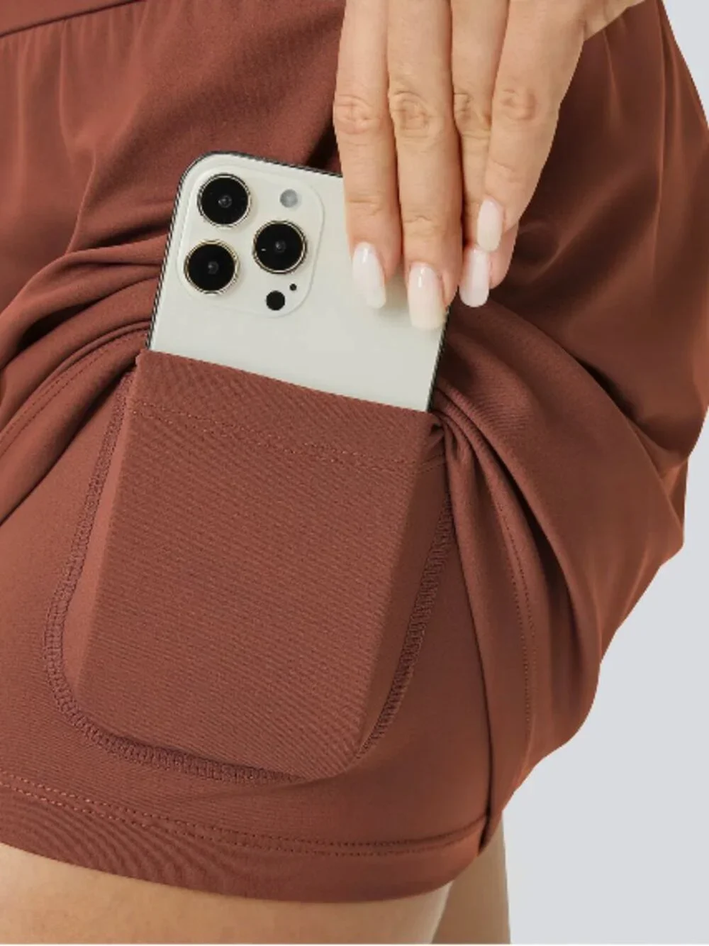 High Waisted 2-in-1 Cool Touch Yoga Shorts 5'' with Pockets-Longer Length - Picture 5 of 6